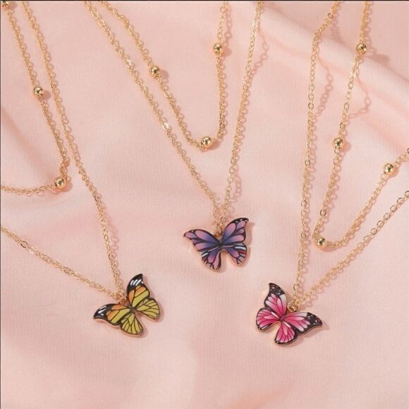 Necklace Butterfly Double layered versatile cute - Picture 1 of 9